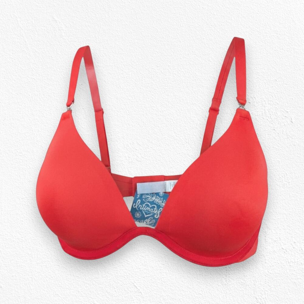 Free People Ari Bra Bright Red Underwire Scuba Non Pushup Unpadded Bra Size 34B